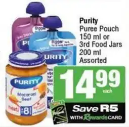 SuperSpar Purity Puree Pouch or 3rd Food Jars Assorted offer