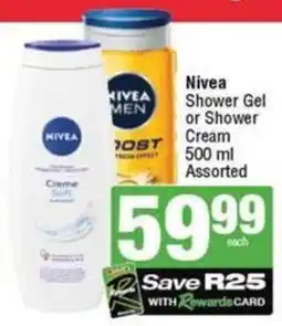 SuperSpar Nivea Shower Gel or Shower Cream Assorted offer