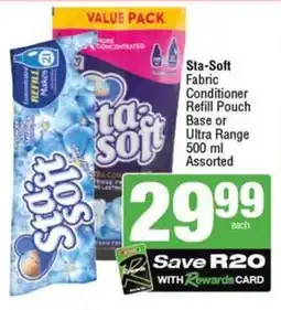 SuperSpar Sta-Soft Fabric Conditioner Refill Pouch Base or Ultra Range Assorted offer