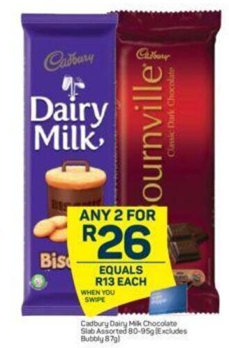 Pick n Pay Cadbury Dairy Milk Chocolate Slab Assorted 80-95g offer