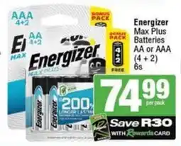 SuperSpar Energizer Max Plus Batteries AA or AAA offer