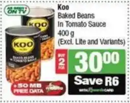 SuperSpar Koo Baked Beans In Tomato Sauce offer
