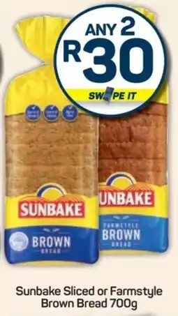 Pick n Pay Hypermarket Sunbake Sliced or Farmstyle Brown Bread offer