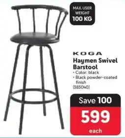 Makro KOGA Haymen Swivel Barstool offer