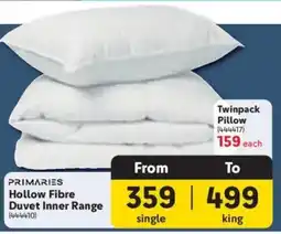 Makro PRIMARIES Hollow Fibre Duvet Inner Range offer