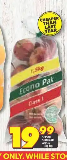 Shoprite SEASON STANDARD APPLES 1,5kg bag offer