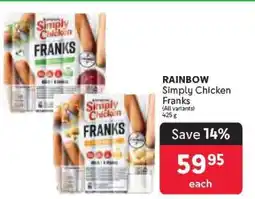 Makro RAINBOW Simply Chicken Franks offer