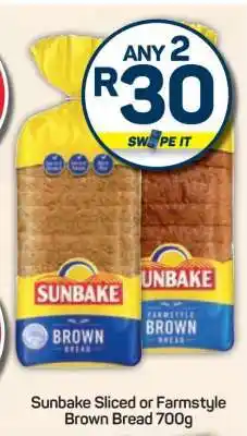 Pick n Pay Hypermarket Sunbake Sliced or Farmstyle Brown Bread 700g offer