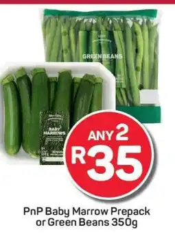 Pick n Pay PnP Baby Marrow Prepack or Green Beans 350g offer