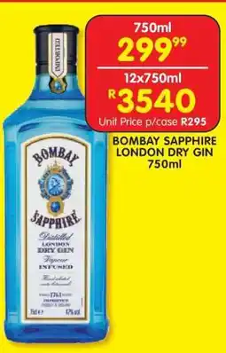 Shoprite BOMBAY SAPPHIRE LONDON DRY GIN 750ml offer