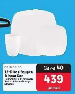 Makro PRIMARIES 12-Piece Square Dinner Set offer