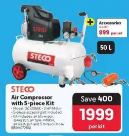 Makro STECO Air Compressor with 5-piece Kit offer