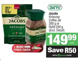 Spar Jacobs Krönung Coffee Jar 200 g or Refill 230 g (Excl. Decaf) offer