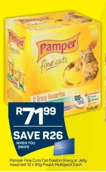Pick n Pay Pamper Fine Cuts Cat Food in Gravy or Jelly Assorted 12x85g offer