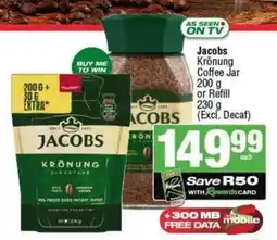 KwikSpar Jacobs Krönung Coffee Jar or Refill offer