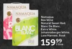 Oxford Freshmarket Namaqua Box Wine Natural Sweet Red, Blanc De Blanc, Extra White, Johannisberger White, Late Harvest, Rosé offer