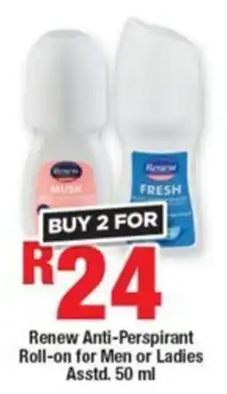 OK Foods Renew Anti-Perspirant Roll-on for Men or Ladies Asstd. offer