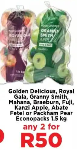 Food Lover's Market Golden Delicious, Royal Gala, Granny Smith, Mahana, Braeburn, Fuji, Kanzi Apple, Abate Fetel or Packham Pear Econopacks offer