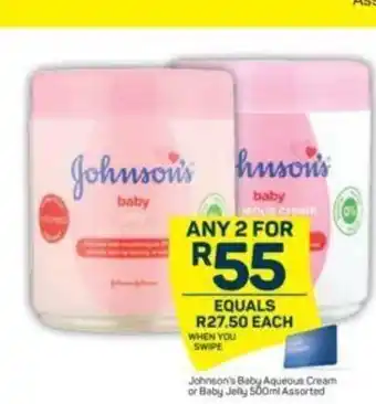 Pick n Pay Johnson's Baby Aqueous Cream or Baby Jelly 500ml Assorted offer