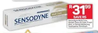 Pick n Pay Sensodyne Multi Car, Herbal, Clean & Fresh, Fresh Mint or Gentle Whitening Toothpaste 75ml offer
