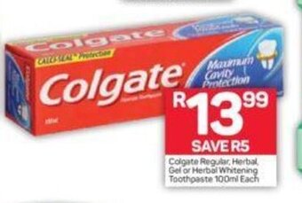 Pick n Pay Colgate Regular, Herbal, Gel or Herbal Whitening Toothpaste 100ml offer