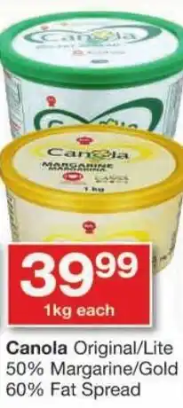 Checkers Canola Original/Lite 50% Margarine/Gold 60% Fat Spread Bread offer