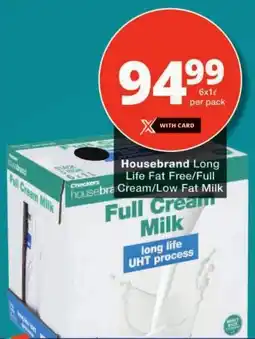 Checkers Housebrand Long Life Fat Free/Full Cream/Low Fat Milk offer