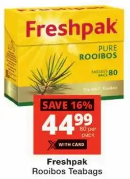 Checkers Freshpak Rooibos Teabags offer