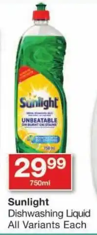 Checkers Sunlight Dishwashing Liquid All Variants offer