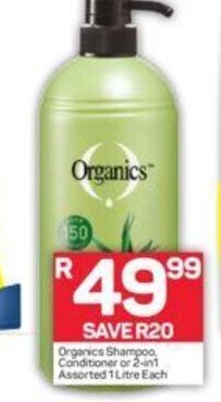 Pick n Pay Organics Shampoo Conditioner or 2-in-1 Assorted 1 Litre offer