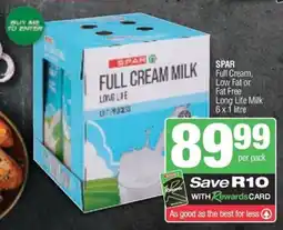 KwikSpar SPAR Full Cream, Low Fat or Fat Free Long Life Milk offer