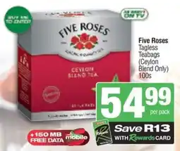 KwikSpar Five Roses Tagless Teabags (Ceylon Blend Only) offer
