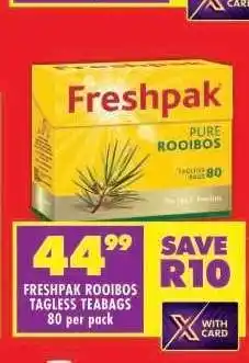 Shoprite FRESHPAK ROOIBOS TAGLESS TEABAGS 80 per pack offer