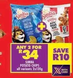 Shoprite SIMBA POTATO CHIPS all variants 2x120g offer