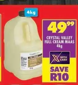 Shoprite CRYSTAL VALLEY FULL CREAM MAAS 4kg offer