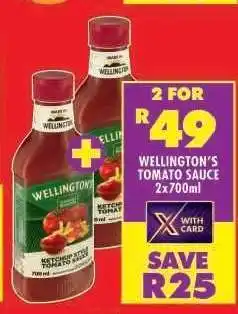 Shoprite Wellington's Tomato Sauce 2x700ml offer