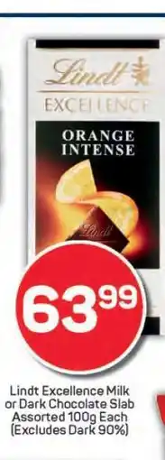 Pick n Pay Lindt Excellence Milk or Dark Chocolate Slab offer