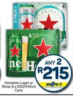 Pick n Pay Heineken Lager or Silver 6 Pack offer