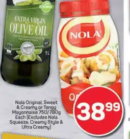 Pick n Pay Nola Original, Sweet & Creamy or Tangy Mayonnaise offer