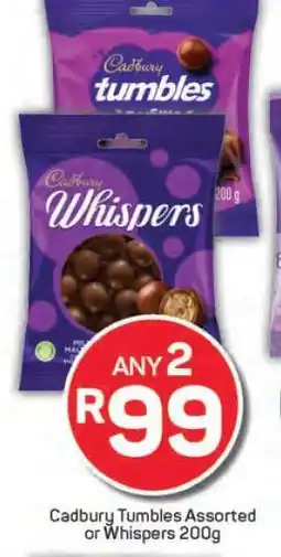 Pick n Pay Cadbury Tumbles Assorted or Whispers 200g offer
