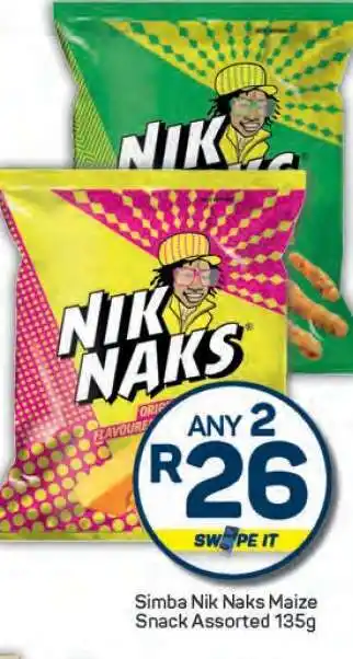 Pick n Pay Simba Nik Naks Maize Snack Assorted 135g offer