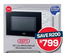 Pick n Pay DEFY 20 Litre White Manual Microwave Oven offer