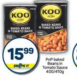 Pick n Pay PnP Baked Beans in Tomato Sauce 400/410g offer