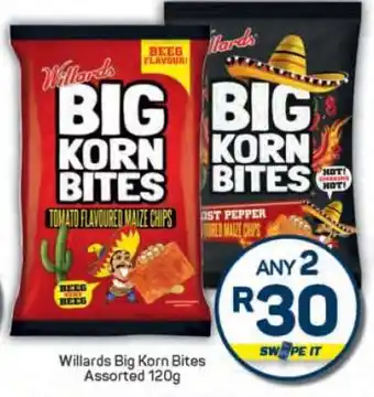 Pick n Pay Willards Big Korn Bites Assorted 120g offer