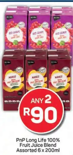 Pick n Pay PnP Long Life 100% Fruit Juice Blend offer