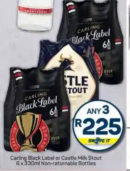 Pick n Pay Carling Black Label or Castle Milk Stout offer