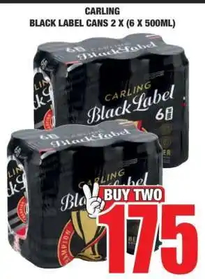 Boxer CARLING BLACK LABEL CANS 2 X (6 X 500ML) offer