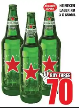Boxer HEINEKEN LAGER RB 3 X 650ML offer