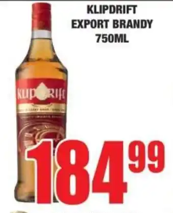 Boxer Klipdrift export brandy offer