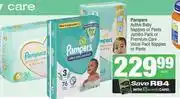 Spar Pampers Active Baby Nappies Or Pants Jumbo Pack Or Premium Care Value Pack Nappies Or Pants-Each offer